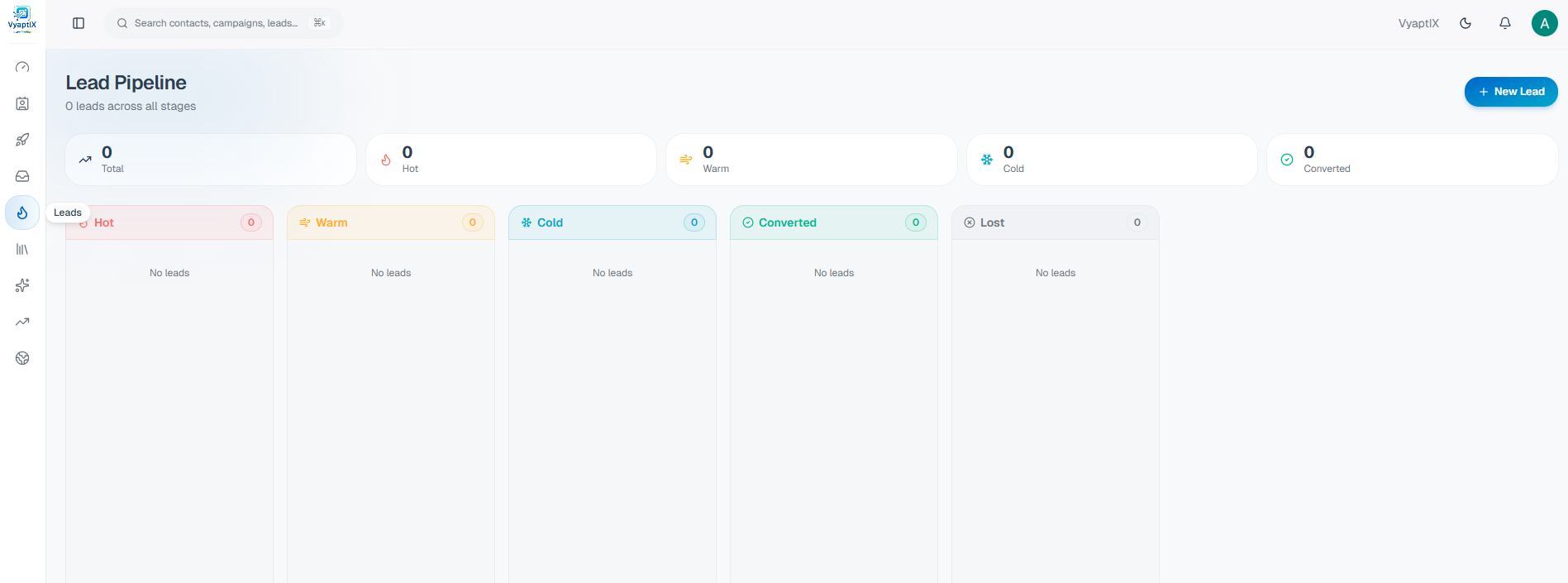 Lead Pipeline — Kanban view to track, qualify, and convert WhatsApp leads across stages